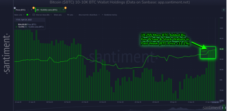Bitcoin heading to 100k? ETF demand surges, exchange outflows jump & BTC outperforms even Gold in April - BTC sharks whales 28042025